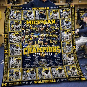 Super Cozy Michigan National Champion Wolverines Football Sherpa Fleece Blanket